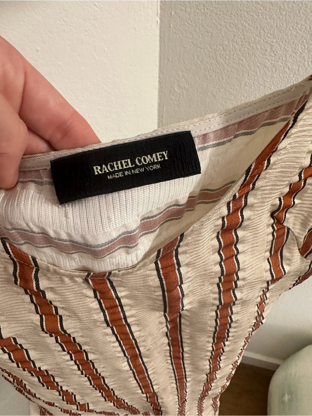 RACHEL COMEY Cream and Brown Striped Caliper Slip Dress - Picture 5 of 13